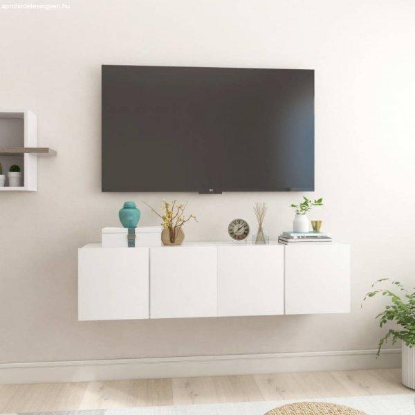 2 db magasfényű fehér függő tv-szekrény 60 x 30 x 30 cm