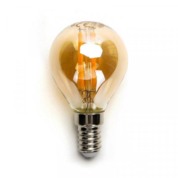 4W E14 LED filament gömb égő borostyán	196295