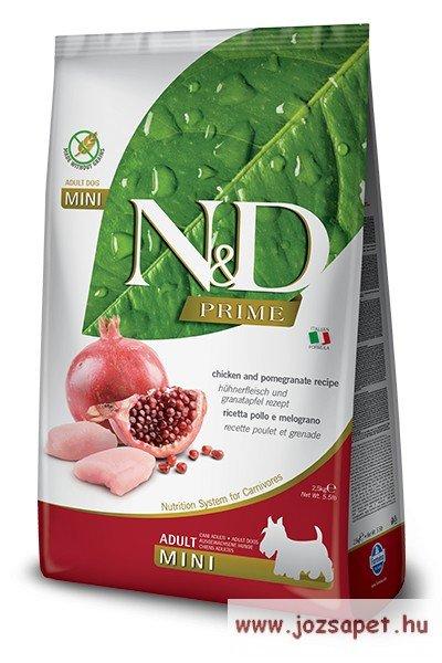 N&D Dog Prime Grain Free Csirke Gránátalma Adult Mini 800g
