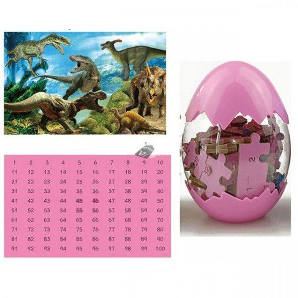 Dinós puzzle tojásban - - Rózsaszín