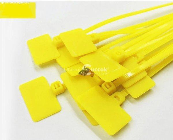 Színes címkés kábelkötegelő (100 db) - - Sárga