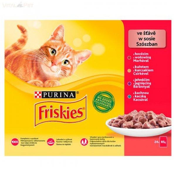 Friskies 12 pack alutasakos macskaeledel (csirke/marha/bárány/kacsa) szószos