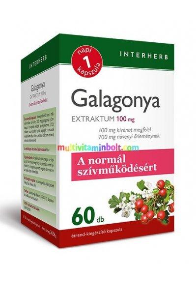 Napi1 Galagonya Extraktum 100 mg, 60 db kapszula, 2 havi adag - Interherb