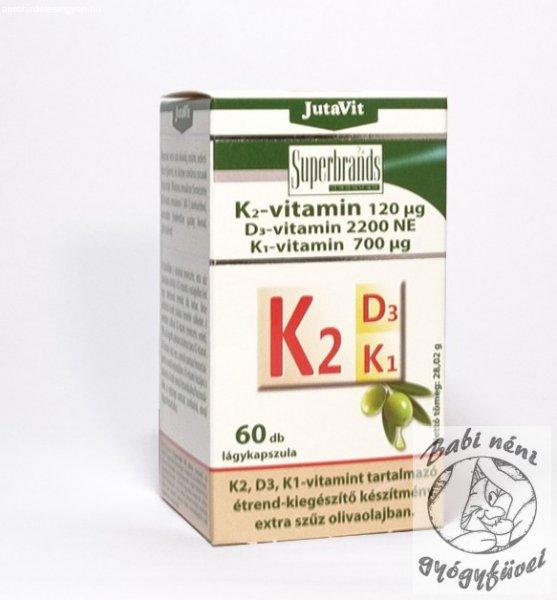 JutaVit K2-vitamin 120µg – D3-vitamin 2200NE – K1-vitamin 700µg 60 db
