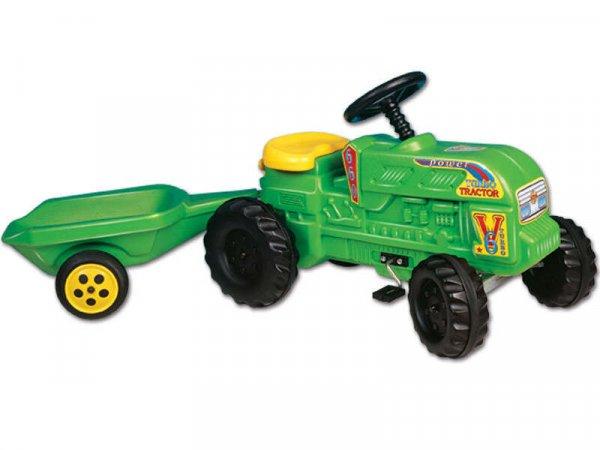 D-Toys Traktor utánfutóval, pedálos, zöld, 139cm 100