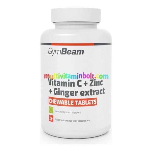 C-vitamin + cink + gyömbérkivonat - 90 rágótabletta - GymBeam