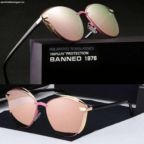 BANNED 1976 ultravagány tükörlencsés női luxus napszemüveg, polarizált,
rózsaszín lencsével
