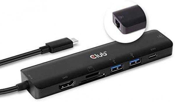 Club3D CSV-1592 HDMI 4K60Hz SD TF Card slot 2x USB-A + USB-C fekete USB hub és
dokkoló