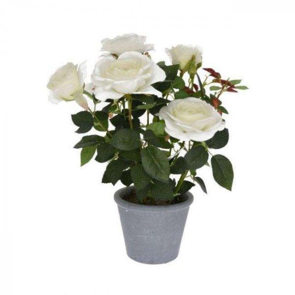 Selyemvirág rózsa kerámia kaspó fehér 51cm