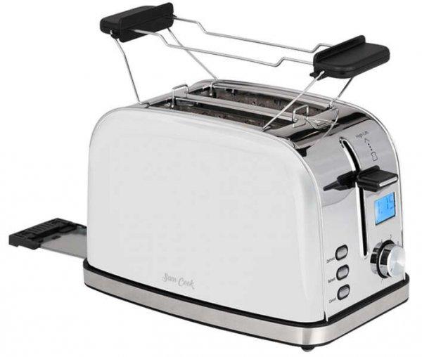 Sam-Cook PSC-60/W kenyérpirító,  950W, LCD Kijelzős 2 Szeletes, fehér-Inox 