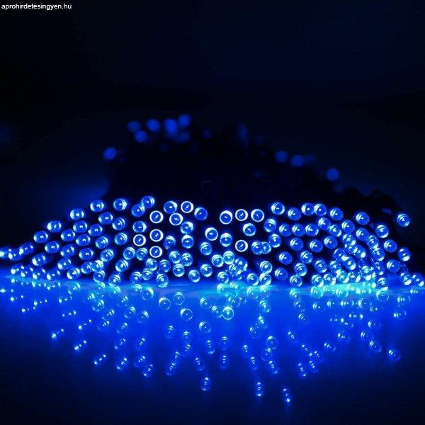 Napelemes 100 LED-es kék dekorációs fényfüzér, kerti égősor