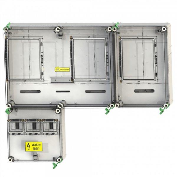 CSATÁRI PLAST PVT 7590 Á-V-H FM-SZ 1/3 fázisú kombinált villanyóra
szekrény (N.+É+H) 80A szabadvezetékes