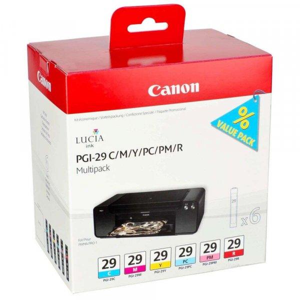 Canon PGI-29 C/M/Y/PC/PM/R tintapatron 6 db Eredeti Cián, Magenta, Fotó cián,
Fotó bíborvörös, Vörös, Sárga