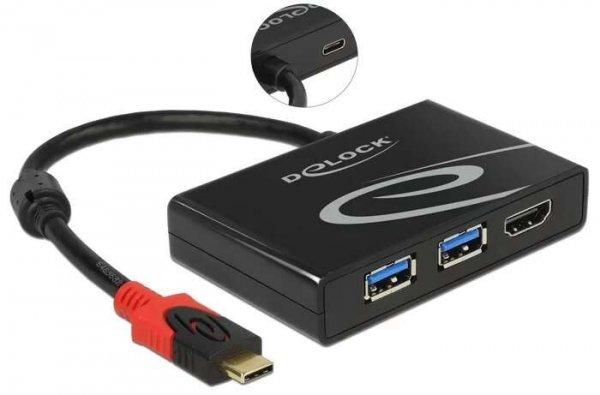Delock USB Typ-C > 2 x USB 3.0 (F) + HDMI (F) 4K (DP Alt Mode) adapter