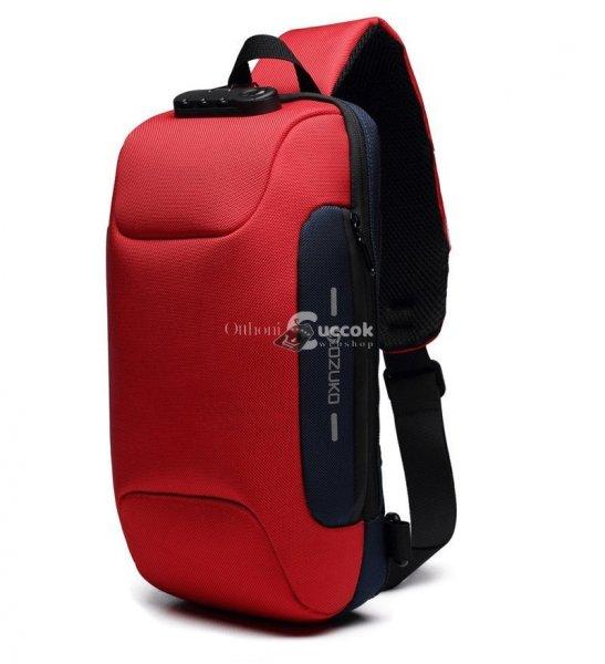OZUKO biztonsági záras hátizsák (18×10×35 cm) - Piros