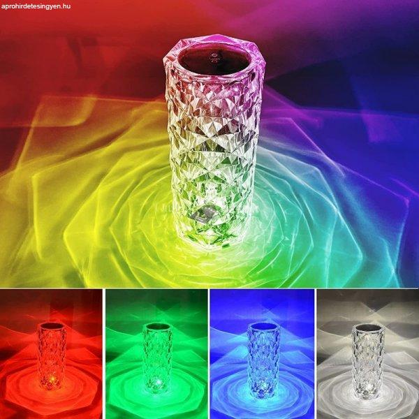 LED-es kristály asztali lámpa - színes