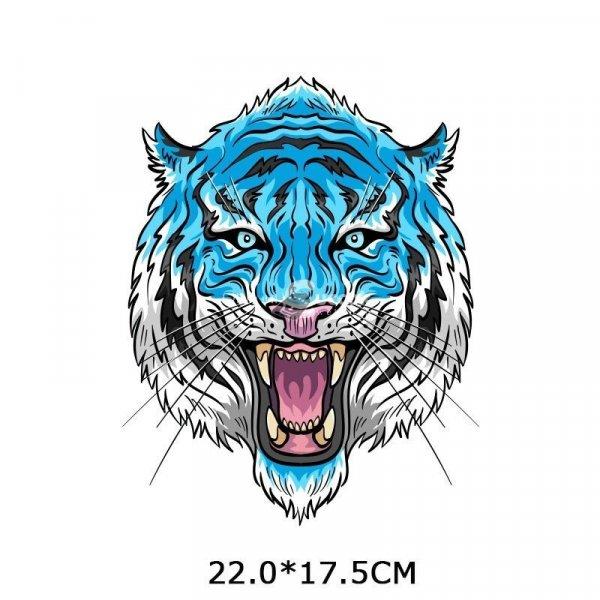 Ruhára vasalható matrica - kék tigris