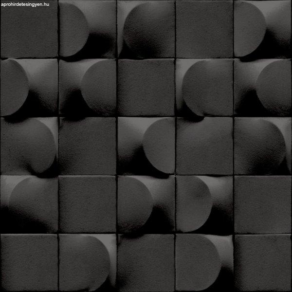 Sötétszürke-fekete modern 3D-geometria mintás tapéta AF24521