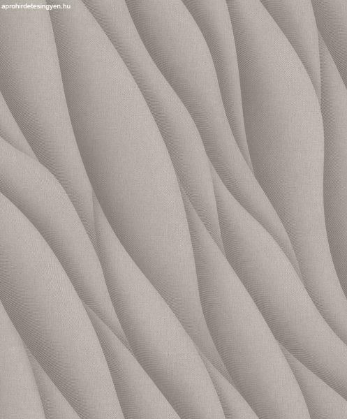 Bézs-szürke árnyalatú 3D hullám mintás tapéta AF24531