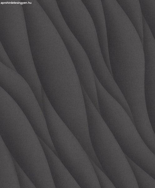 Sötétszürke-antracit árnyalatú 3D hullám mintás tapéta AF24534