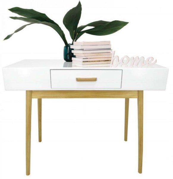 Modern fehér fiókos asztal, mérete 100x40x79cm
