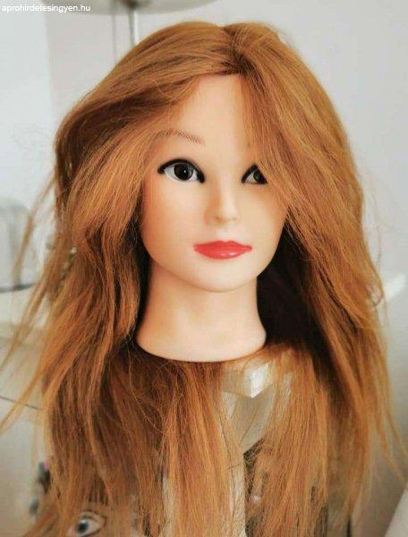 90%human hajú fodrászati gyakorló női babafej 50-55cm haj FADETT-sminkelt
arc /játék babafej-Festhető,süthető,fonás,vágáshoz -vörös réz szőke
fekete sötétbarna világosbarna hajszínnel kérhető