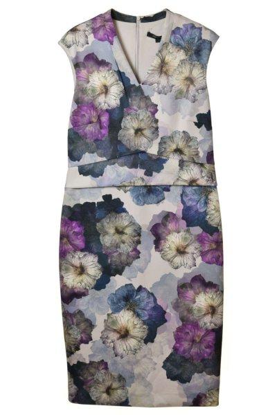 Comma lila, virágmintás női ruha – 38
