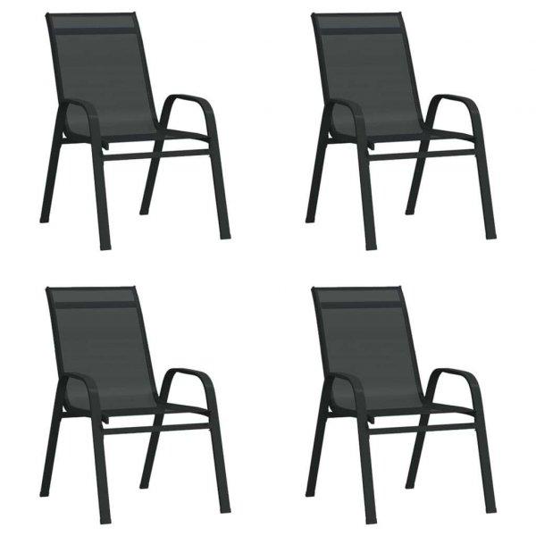 vidaXL 4 db fekete textilén rakásolható kerti szék