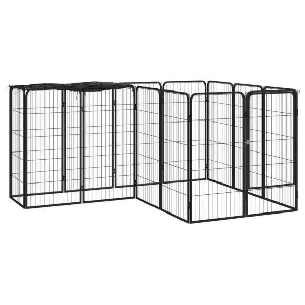 vidaXL 14-paneles fekete porszórt acél kutyakennel 50 x 100 cm