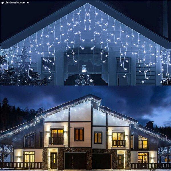 Karácsonyi jégcsap fényfüzér fényeffektes, 500 LED, 25 m, hidegfehér,
toldható, kültérre és beltérre