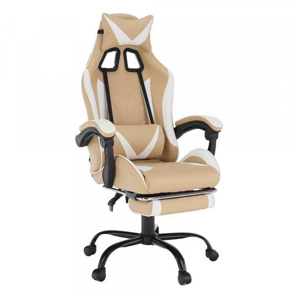 Ozge 2 New K136_64 Irodai és Gamer szék nyak-és derékpárnával,
Műbőr-Szövet, 120 kg, Bézs-fehér