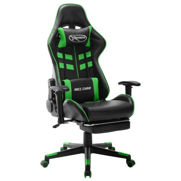 vidaXL műbőr Gamer szék lábtartóval #fekete-zöld