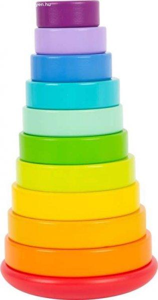 Montessori torony -  szivárvány színű fajáték - L11794