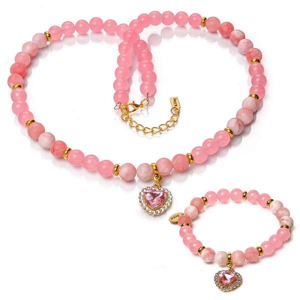 Romance in Pink – Jade exkluzív ásvány ékszerszett (nyaklánc + karkötő)
Szív charmmal vagy anélkül, dobozban