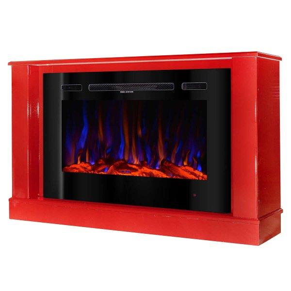 Elektromos kandalló Bernard mini piros & Adeli, Art Flame, 725 x 1215 x
300, 1500 W, Szines lángok, Távirányitó