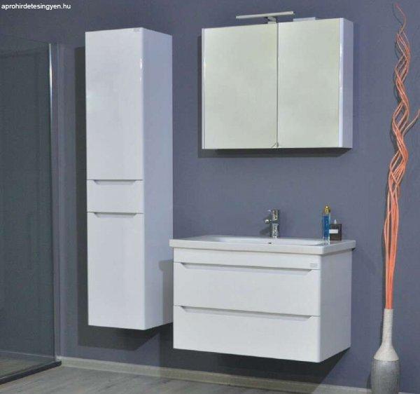 Sharp 80/100 cm komplett fürdőszoba bútor LED világítással, fehér, fali