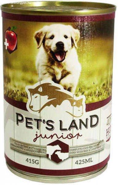Pet's Land Dog Junior konzerv marhamájjal, bárányhússal és almával (48 x
415 g) 19.92 kg