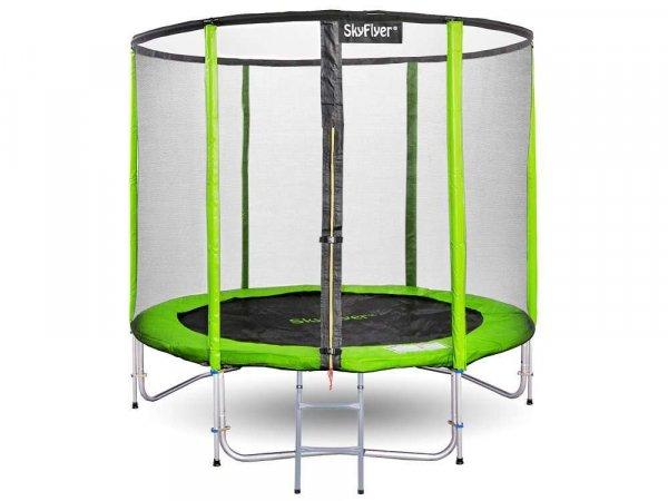 Kerti trambulin 244 cm átmérővel, 235 cm magassággal zöld színben