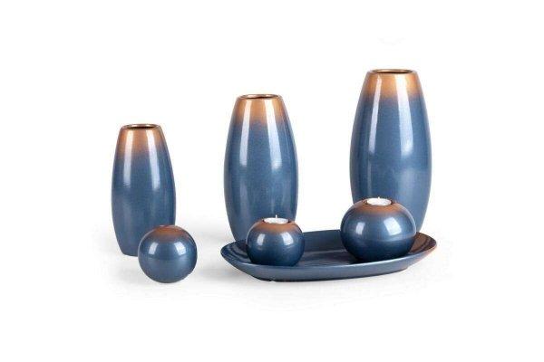 Nessa 01 kerámia váza Kék/arany 15x15x30 cm