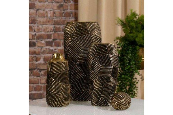 Emmi 05 kerámia váza Fekete/arany 13x13x30 cm