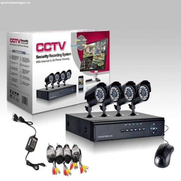 Komplett megfigyelő rendszer, megfigyelő központtal és 4 darab kamerával
(BBV)