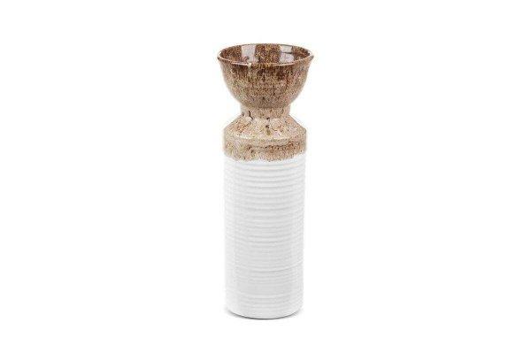 Erina kerámia váza Fehér/barna 13x13x35 cm