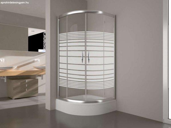 Vela Banyo íves zuhanykabin, csíkos üveggel, 90x90x190, 5 mm üveg