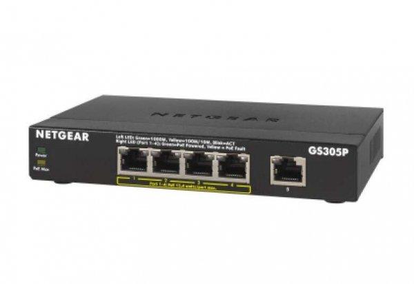 NETGEAR GS305Pv2 Gigabit Ethernet (10/100/1000) PoE támogatás Fekete