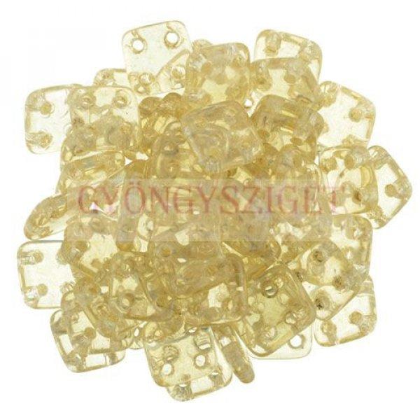Cseh négylyukú négyzet - Quadra Tile gyöngy - Transparent Luster Champagne -
6x6mm