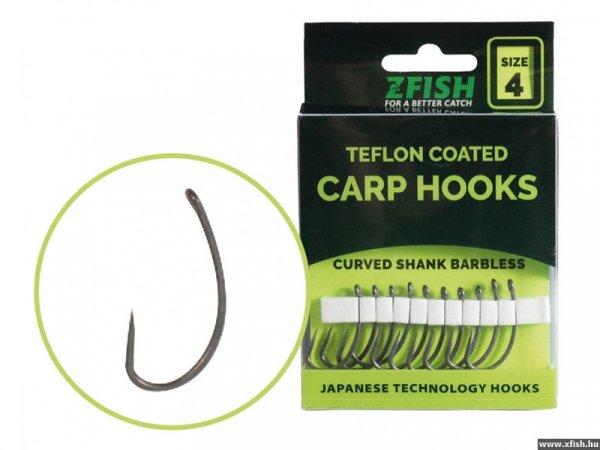 Zfish Teflon Hooks Curved Shank Barbless Pontyozó Szakáll nélküli horog
méret 4 10 db/csomag