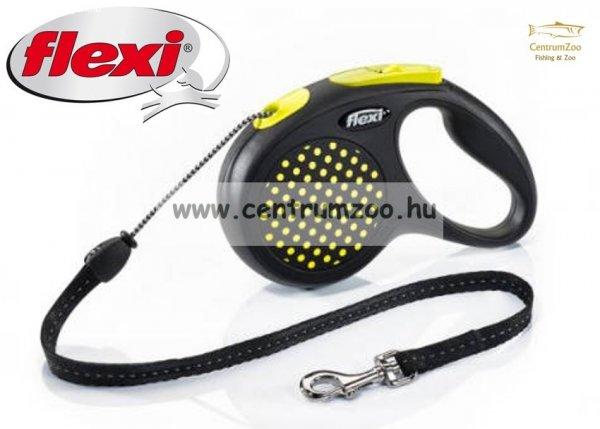 Flexi M Cord 5M 20Kg Yellow Design Sárga Zsinóros Automata Póráz - (025611)