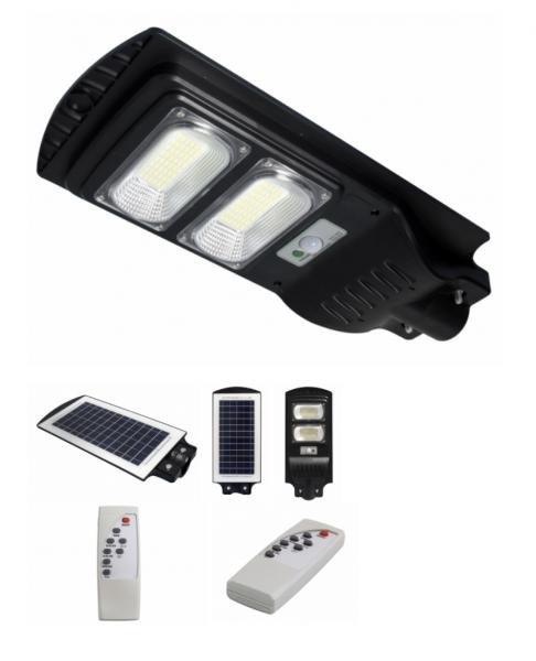 Napelemes 100W-os utcai LED lámpa, közvilágítási lámpa távirányítóval
- 331191