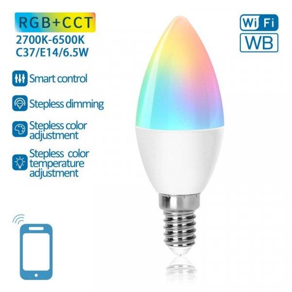 E14 6.5W LED Gyerta Izzó Smart Wifi RGB+CCT - 220716