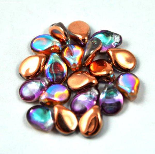 Pip cseh préselt üveggyöngy - Crystal Copper Rainbow - 5x7mm